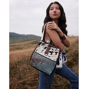 Myra Bag Brown and White Patterned Tote